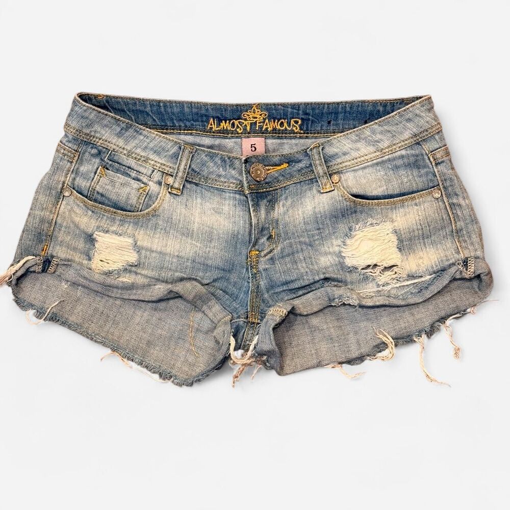 Almost Famous y2k low rise denim mini shorts size 5